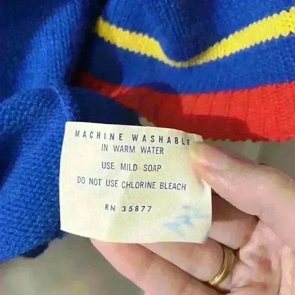 Vintage Lauren Knitwear Corp 60s 70s Cat Logo Ribbed Colorful Knit Top Blouse - Picture 6 of 6